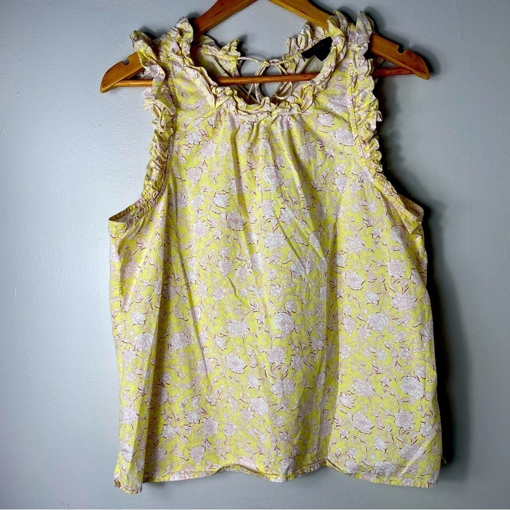 J.Crew Ruffle-trim top in rose vines Sz M - Picture 2 of 9